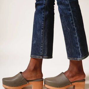 Charlotte Stone Martino Wooden Clogs in Moss SZ 6